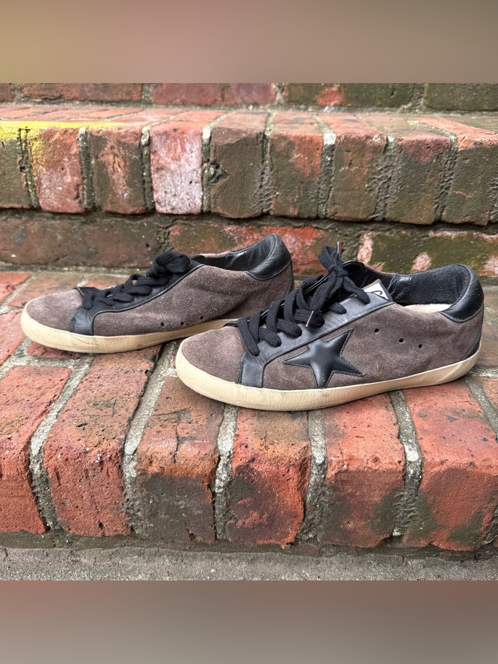 Golden Goose Superstar Grey Suede Sneakers with Black leather Accents sz37 - Picture 4 of 9
